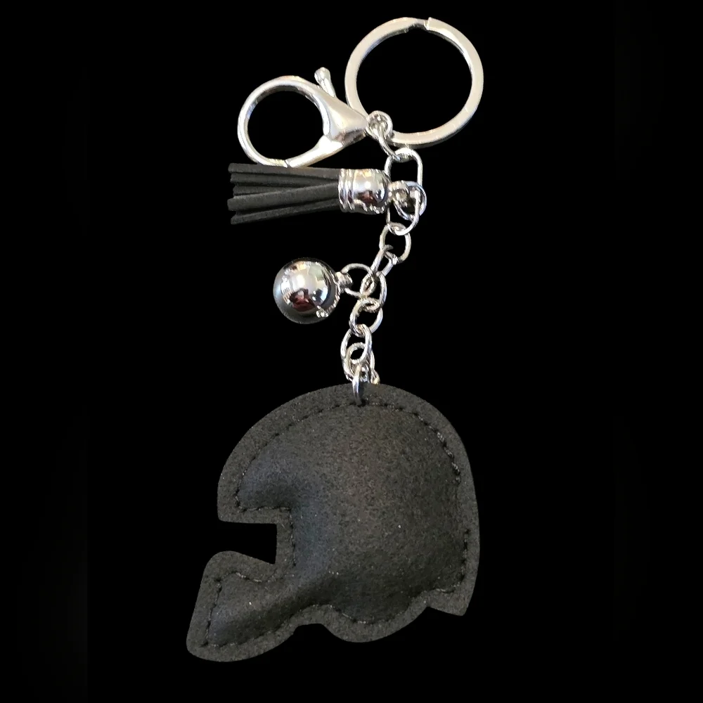 Black and Yellow Rhinestone Football Helmet Bag Charm Keychain